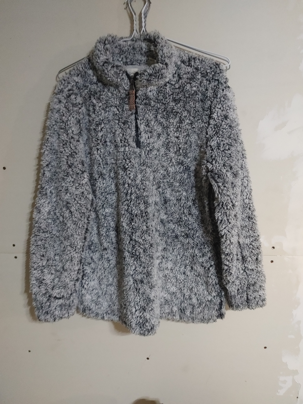 Weatherproof Gray Plush Teddy Quarter-Zip Jacket